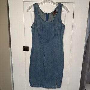 VTG Vintage Blue Women's Size 3/4 Denim Jean Mini Dress 80s 90s 100% Cotton USA